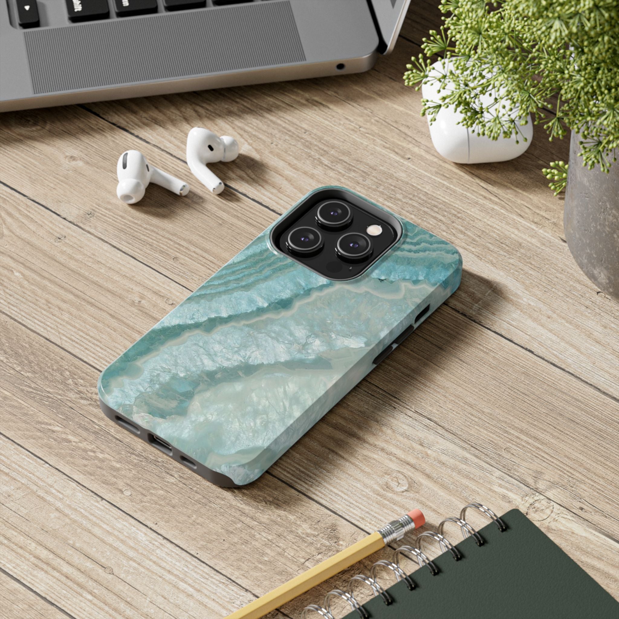 Geode Teal Tough Phone Case — Protective Crystal Agate Design