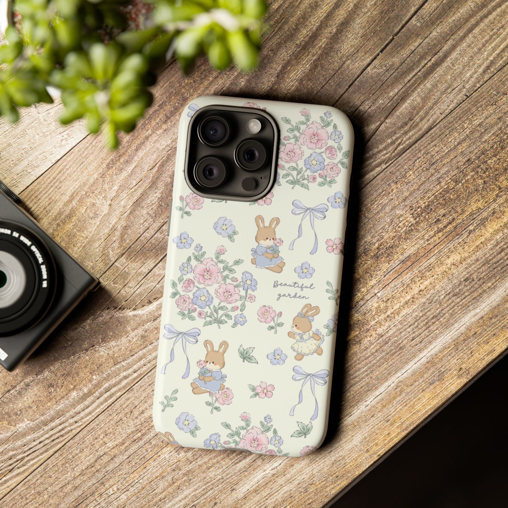 Floral Bunny Phone Case — "Beautiful Garden" Protective iPhone Cover