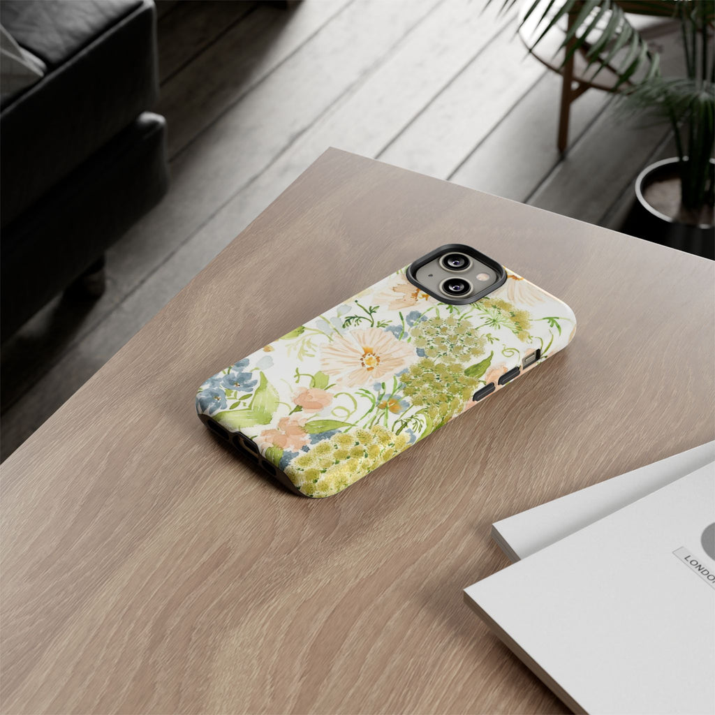 Floral Watercolor Phone Case — Pastel Garden Tough Case