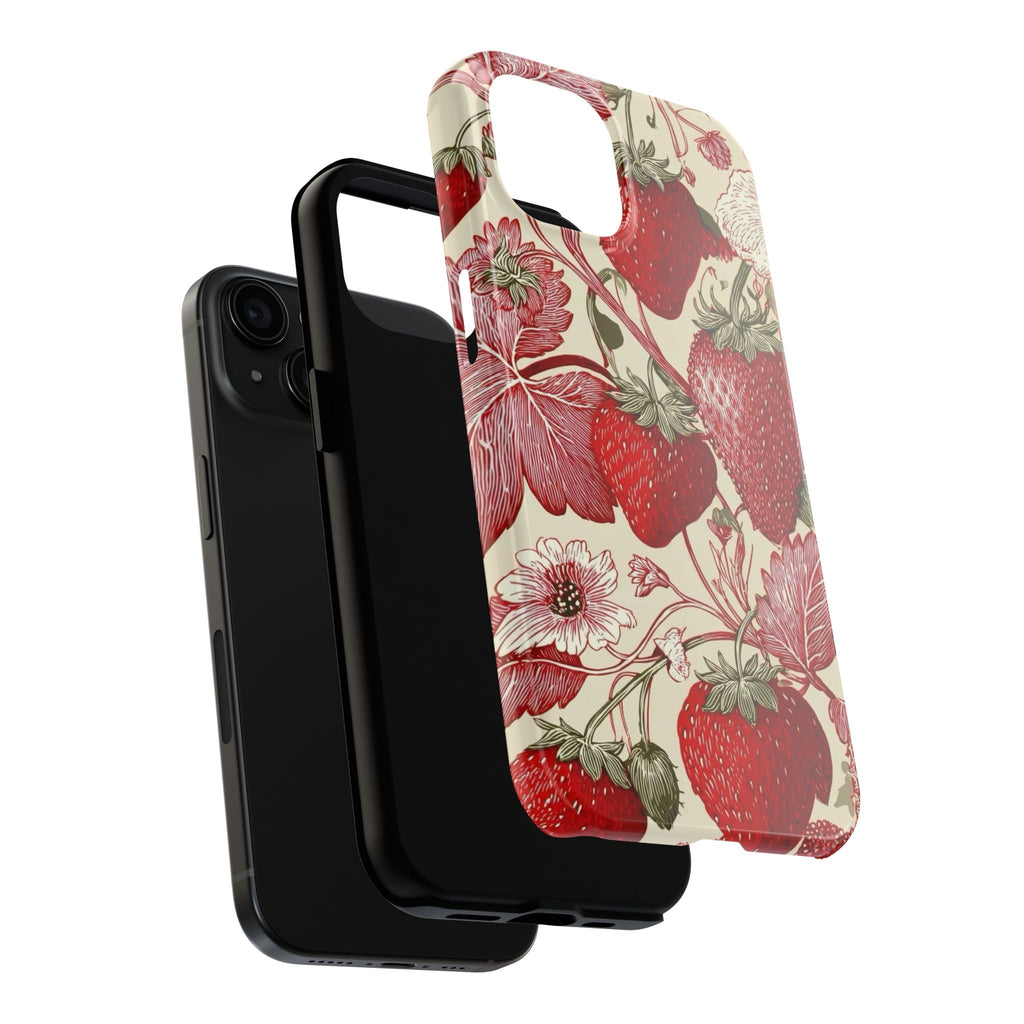 Strawberry Vintage Tough Phone Case — Protective Floral iPhone Cover