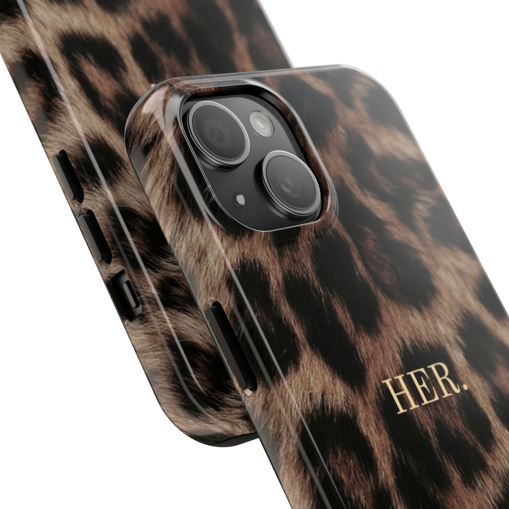 Leopard Print 'HER.' Tough Phone Case — Stylish Protective iPhone Cover