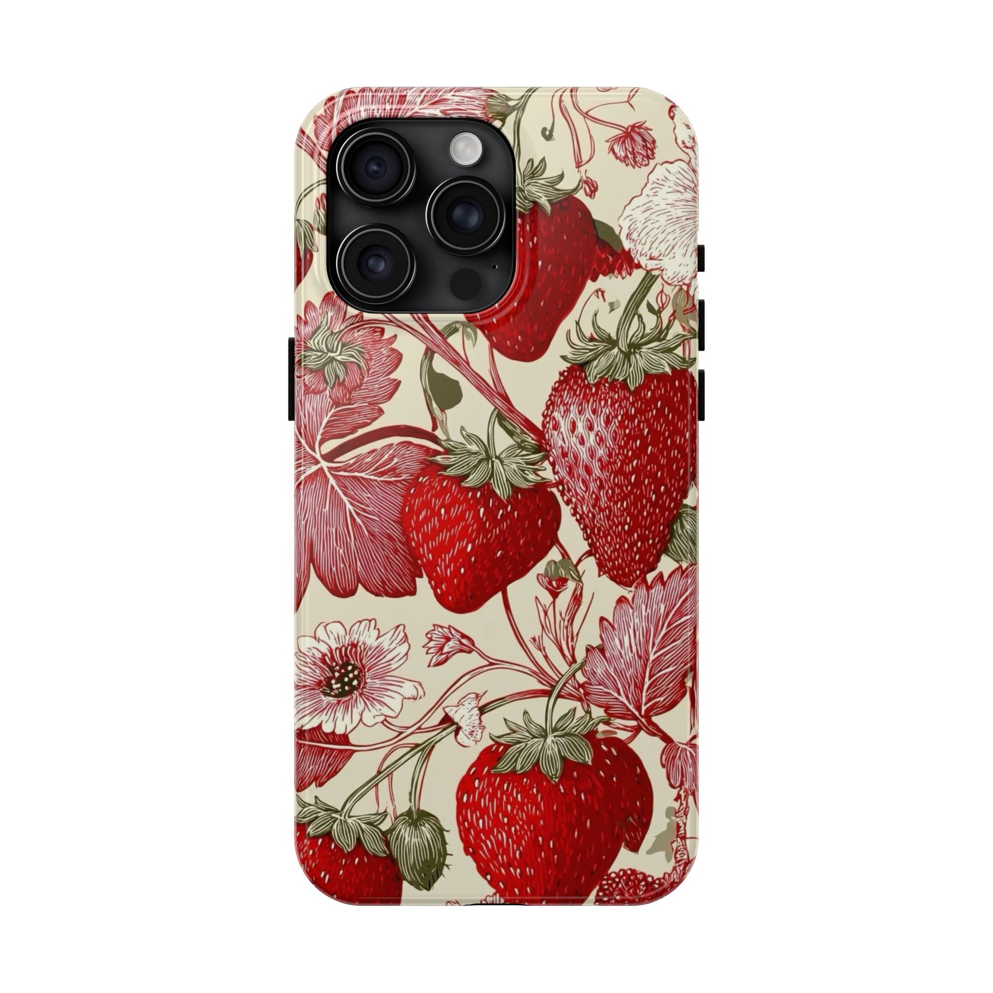 Strawberry Vintage Tough Phone Case — Protective Floral iPhone Cover