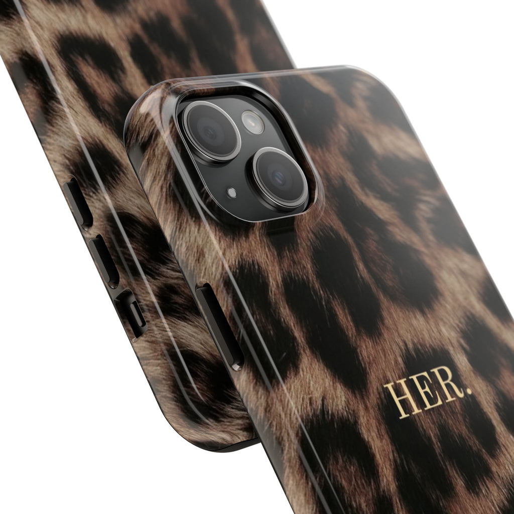 Leopard Print 'HER.' Tough Phone Case — Stylish Protective iPhone Cover