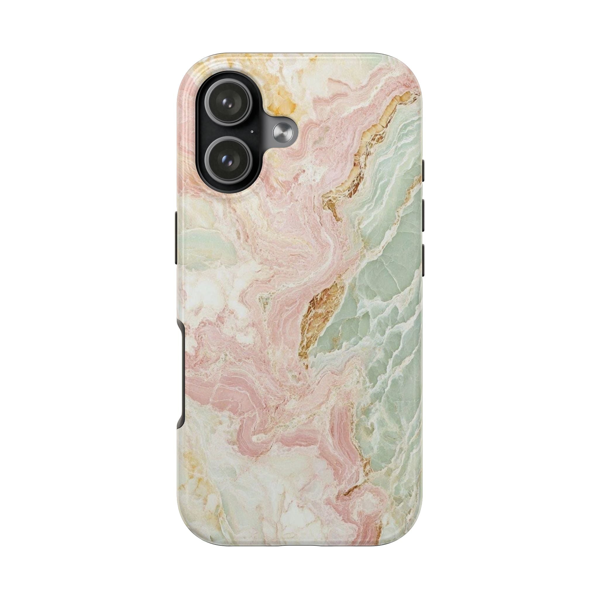 Pastel Marble Tough Phone Case – Protective iPhone Cover with Pink & Mint Swirl