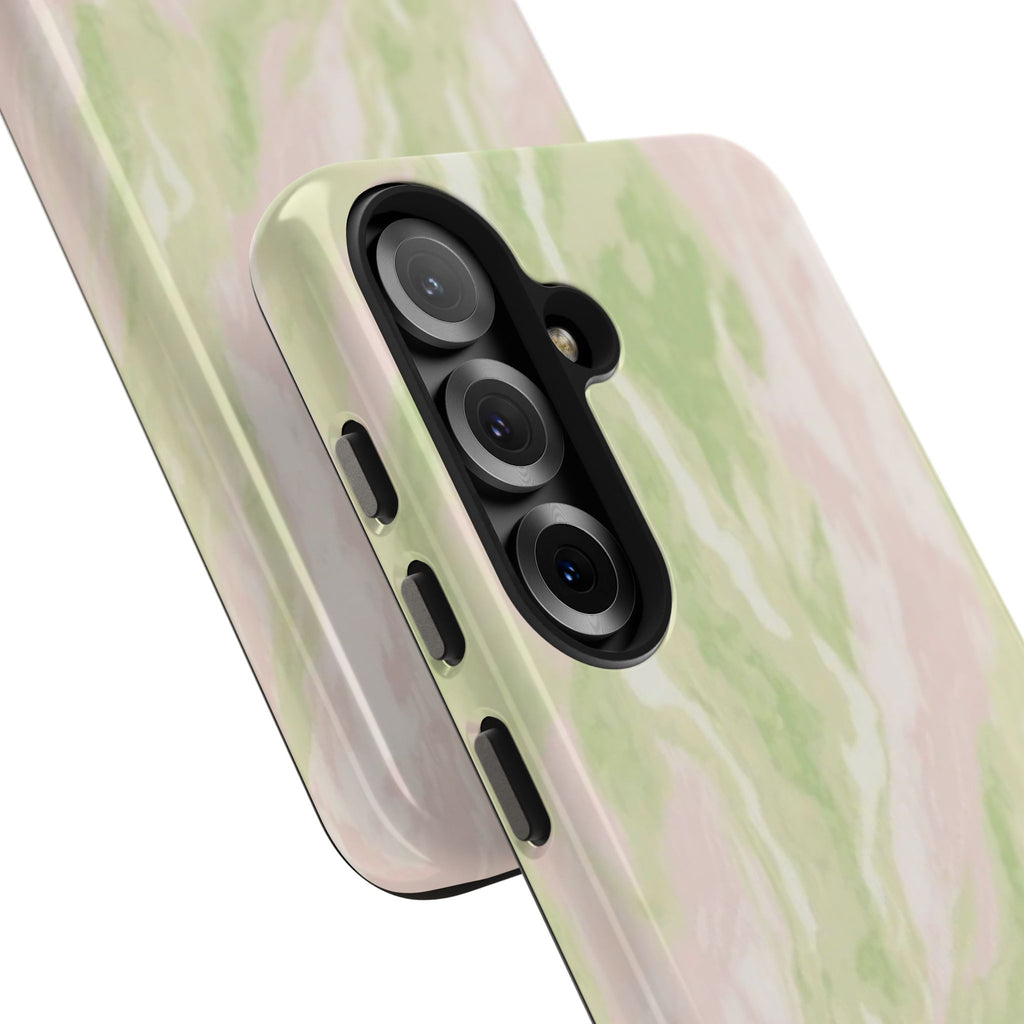 Pastel Marble Tough Phone Case — Pink & Sage Protective Phone Cover