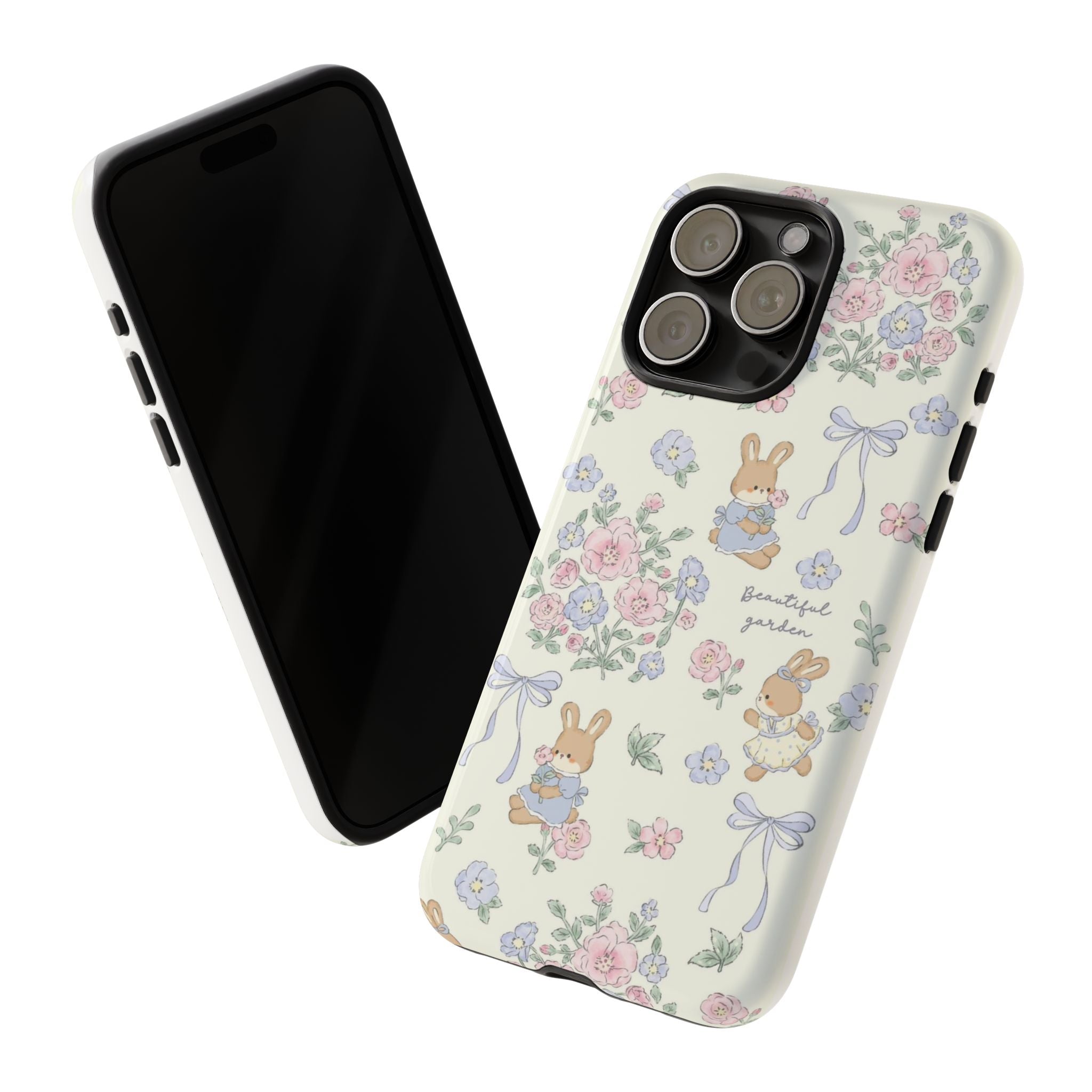 Floral Bunny Phone Case — "Beautiful Garden" Protective iPhone Cover