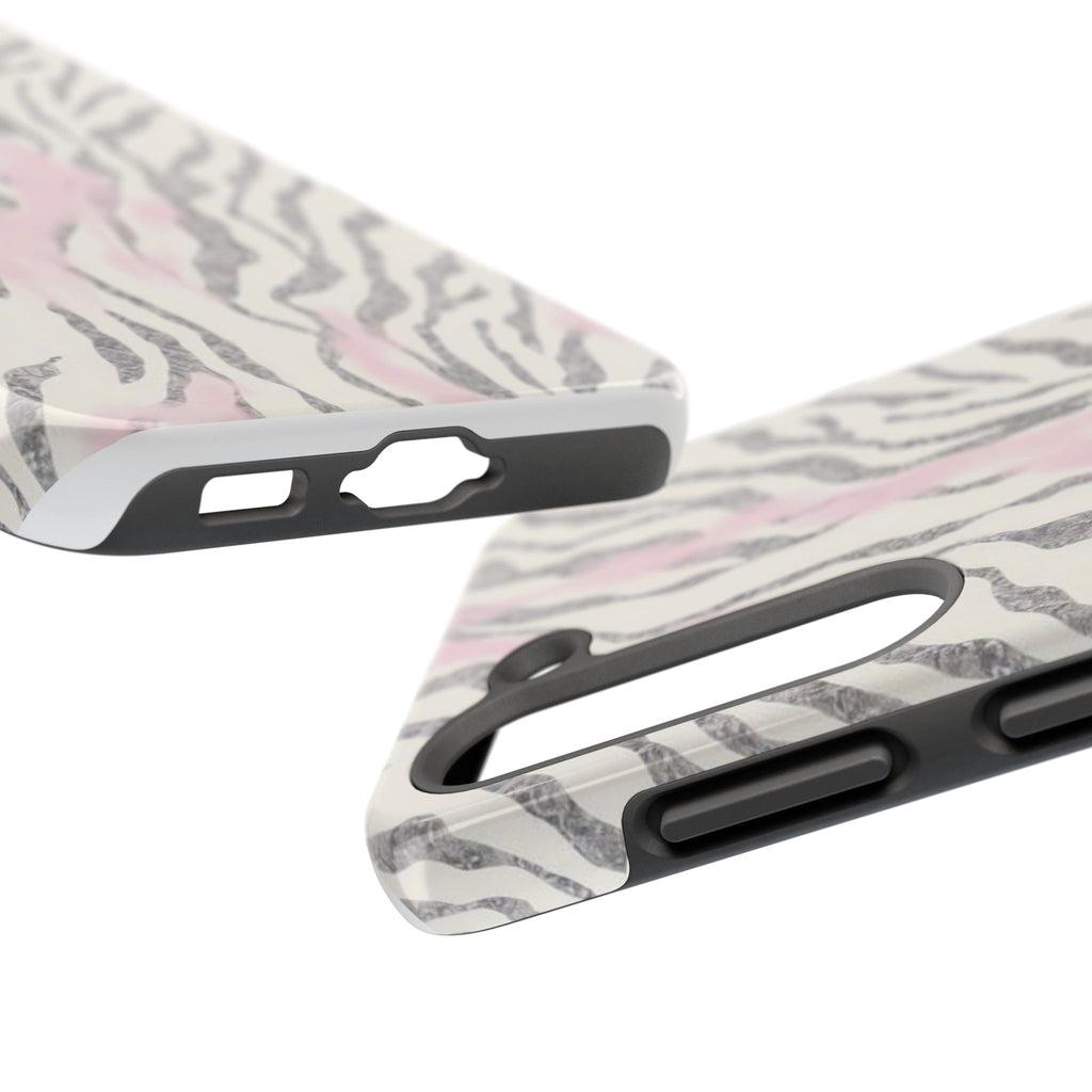 Zebra Blush Tough Phone Case — Pink Marble Animal Print Protective Cover