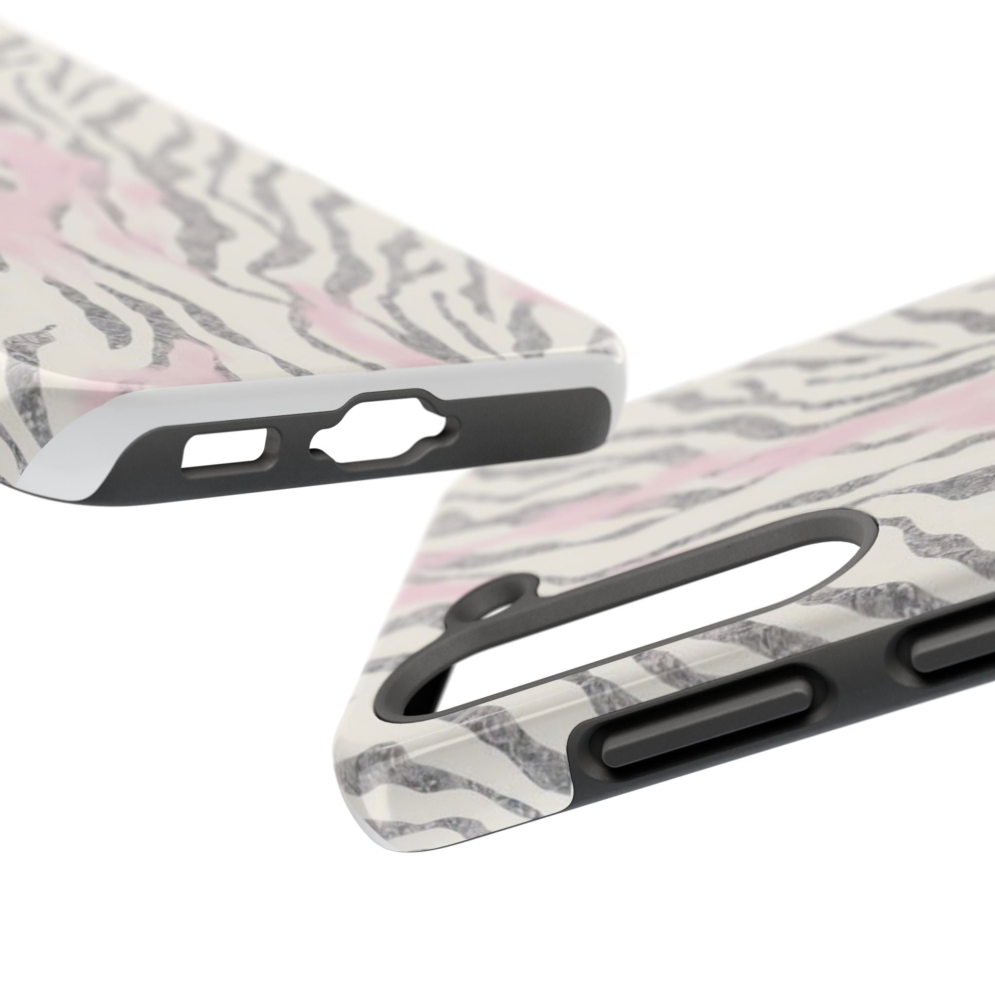 Zebra Blush Tough Phone Case — Pink Marble Animal Print Protective Cover