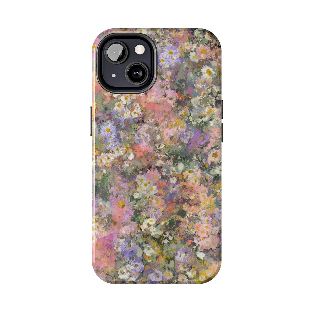 Floral Impression Tough Phone Case — Pastel Meadow Protective Cover