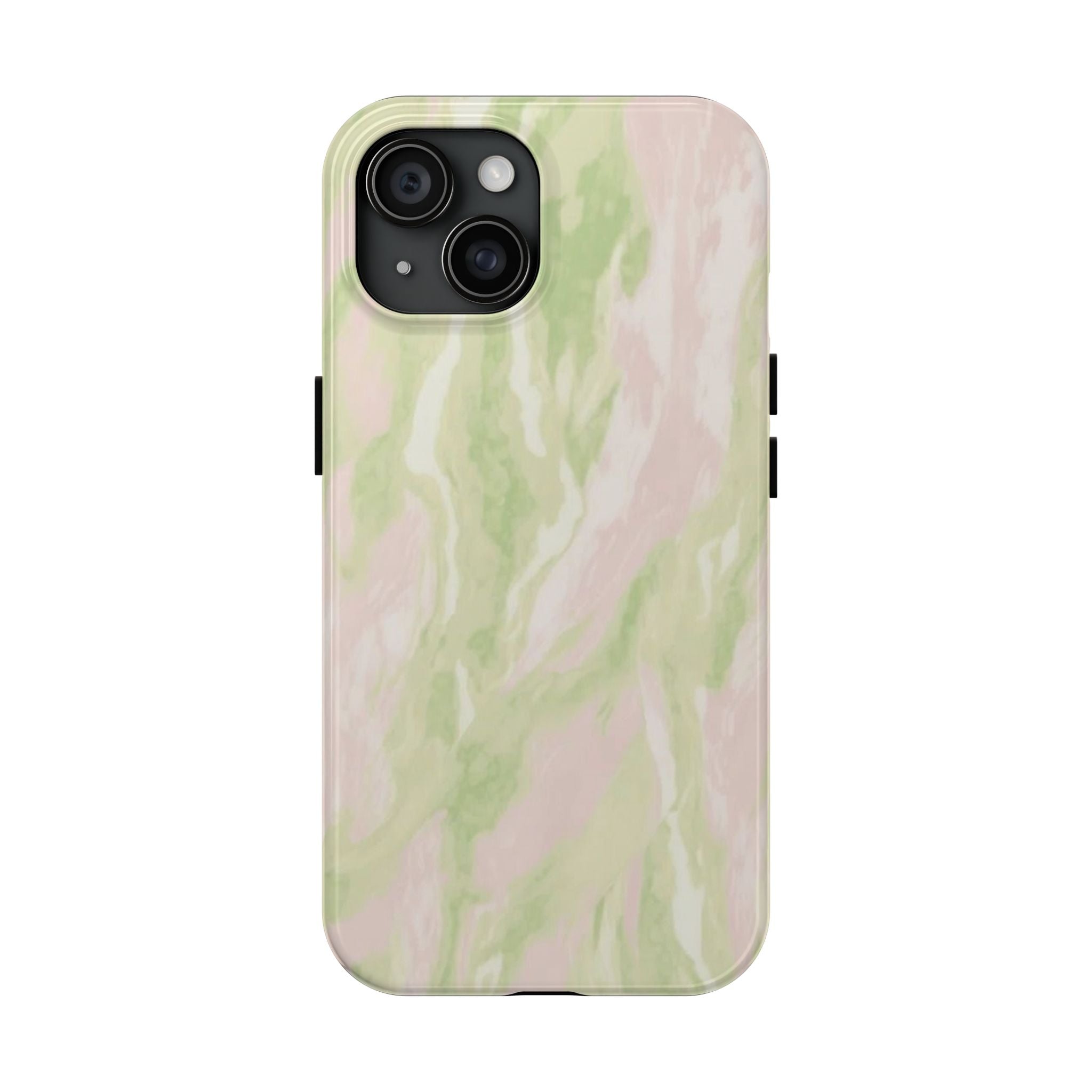 Pastel Marble Tough Phone Case — Pink & Sage Protective Phone Cover