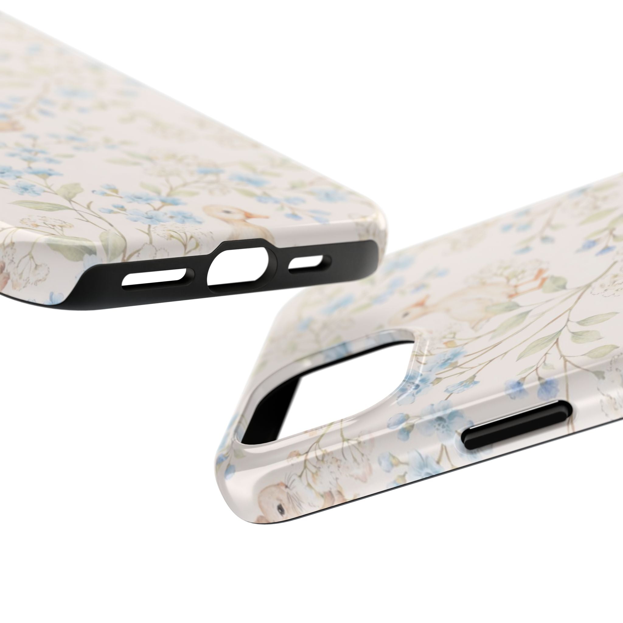 Floral Bunny Tough Phone Case — Pastel Spring Rabbit Protective Cover
