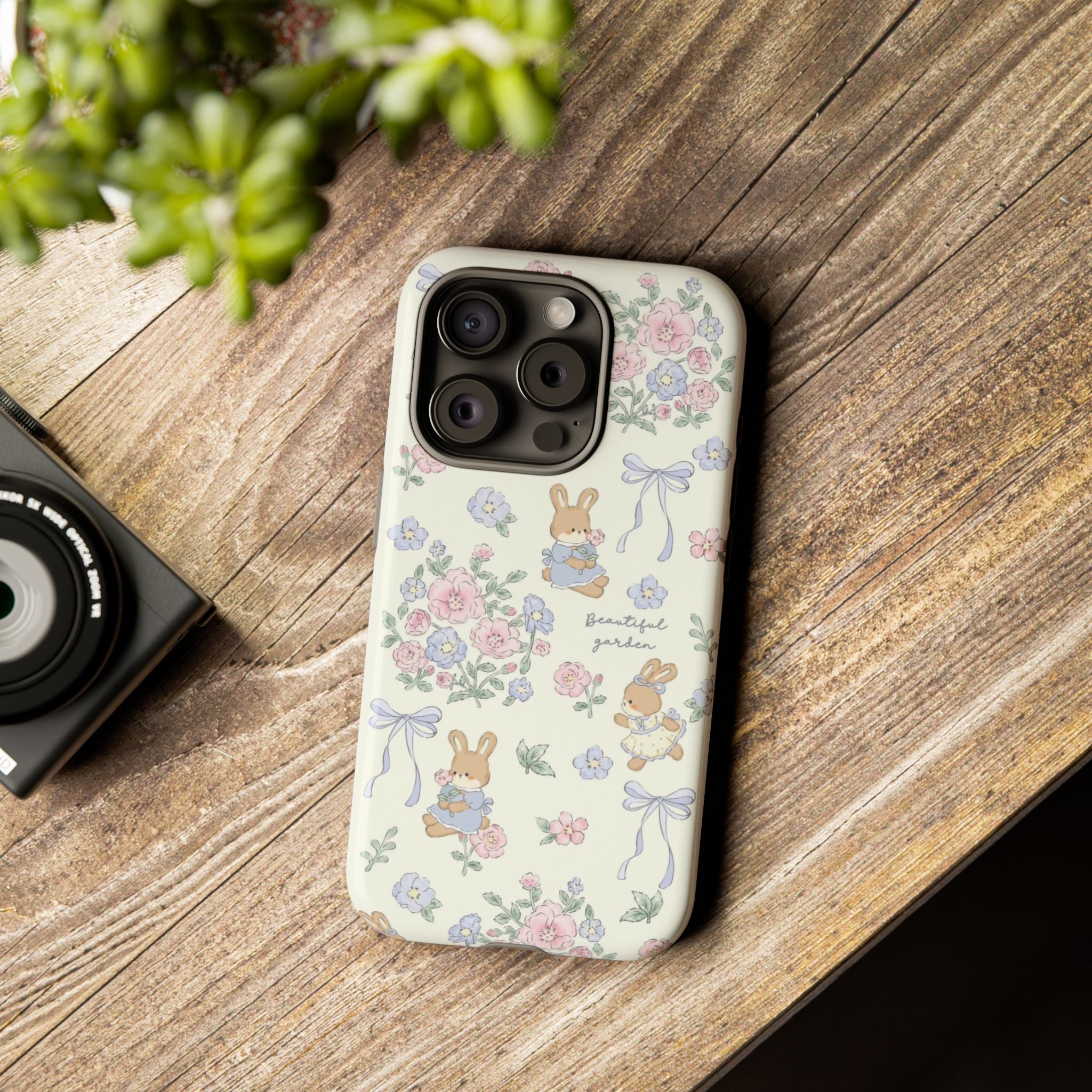 Floral Bunny Phone Case — "Beautiful Garden" Protective iPhone Cover
