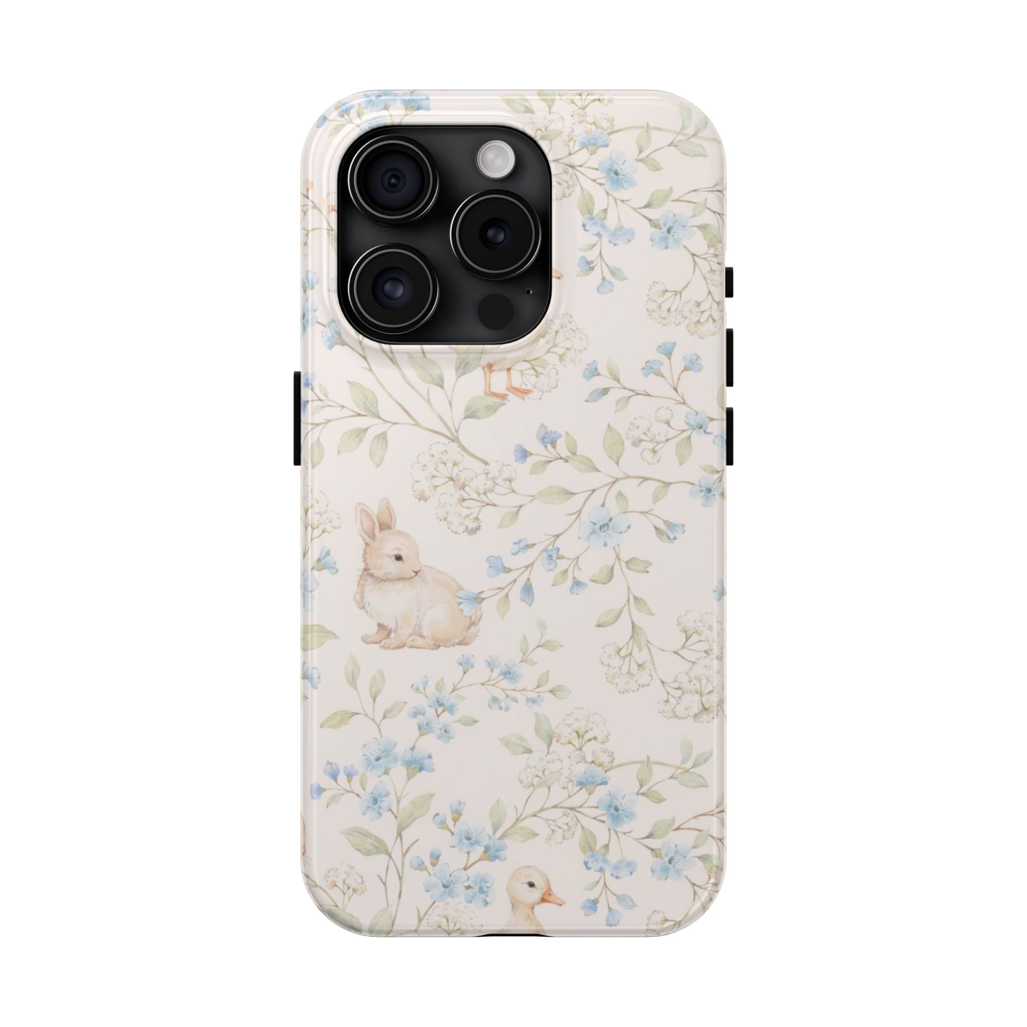 Floral Bunny Tough Phone Case — Pastel Spring Rabbit Protective Cover