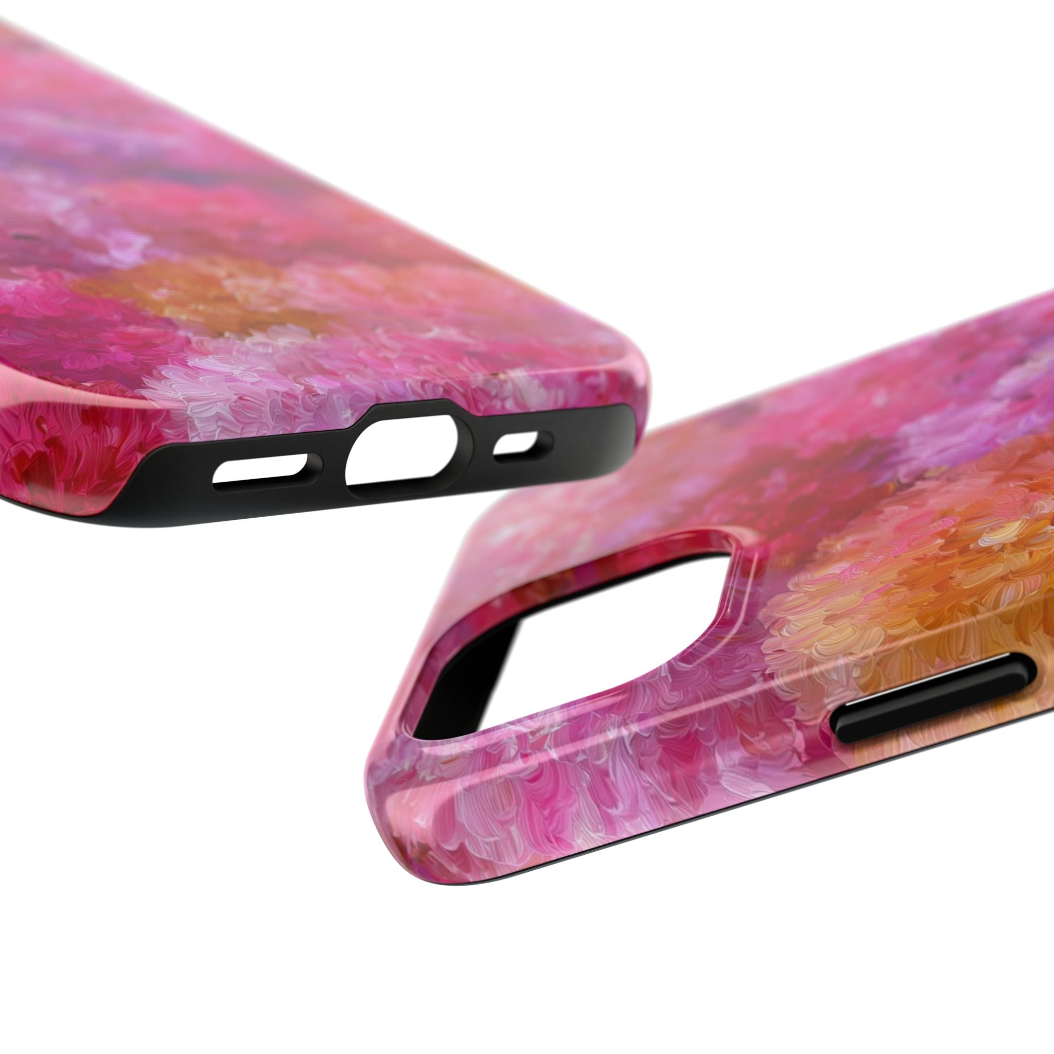 Floral Burst Tough Phone Case — Pink Watercolor Peony Protective Cover