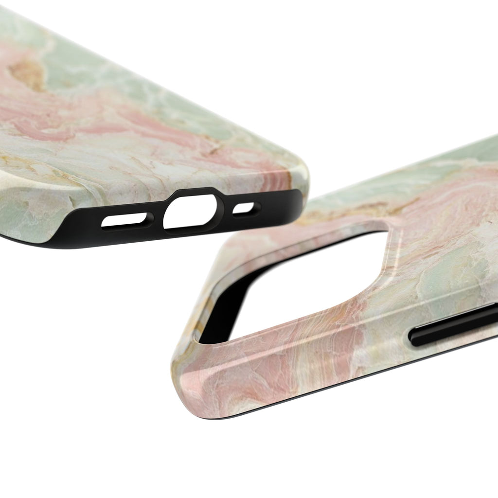 Pastel Marble Tough Phone Case – Protective iPhone Cover with Pink & Mint Swirl