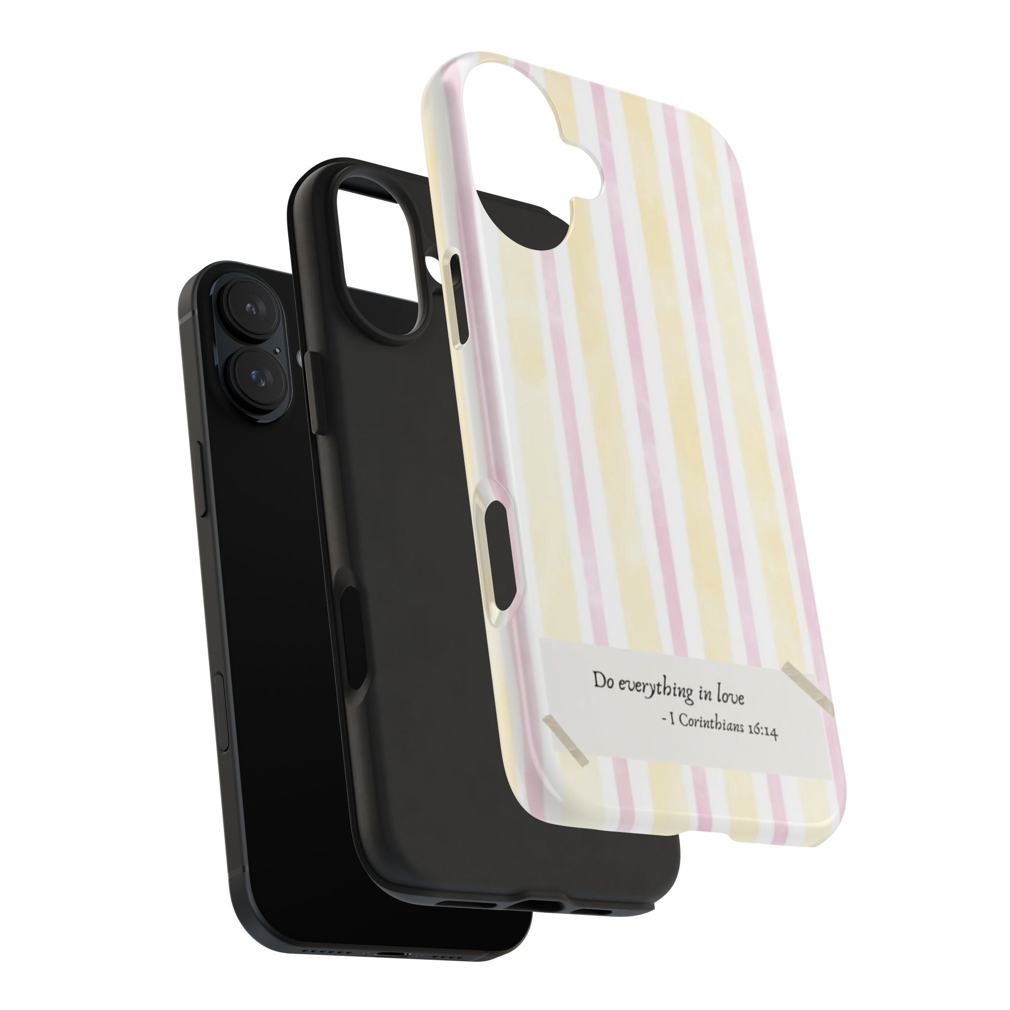 Tough Phone Case — Pastel Stripes "Do everything in love" (1 Corinthians 16:14)