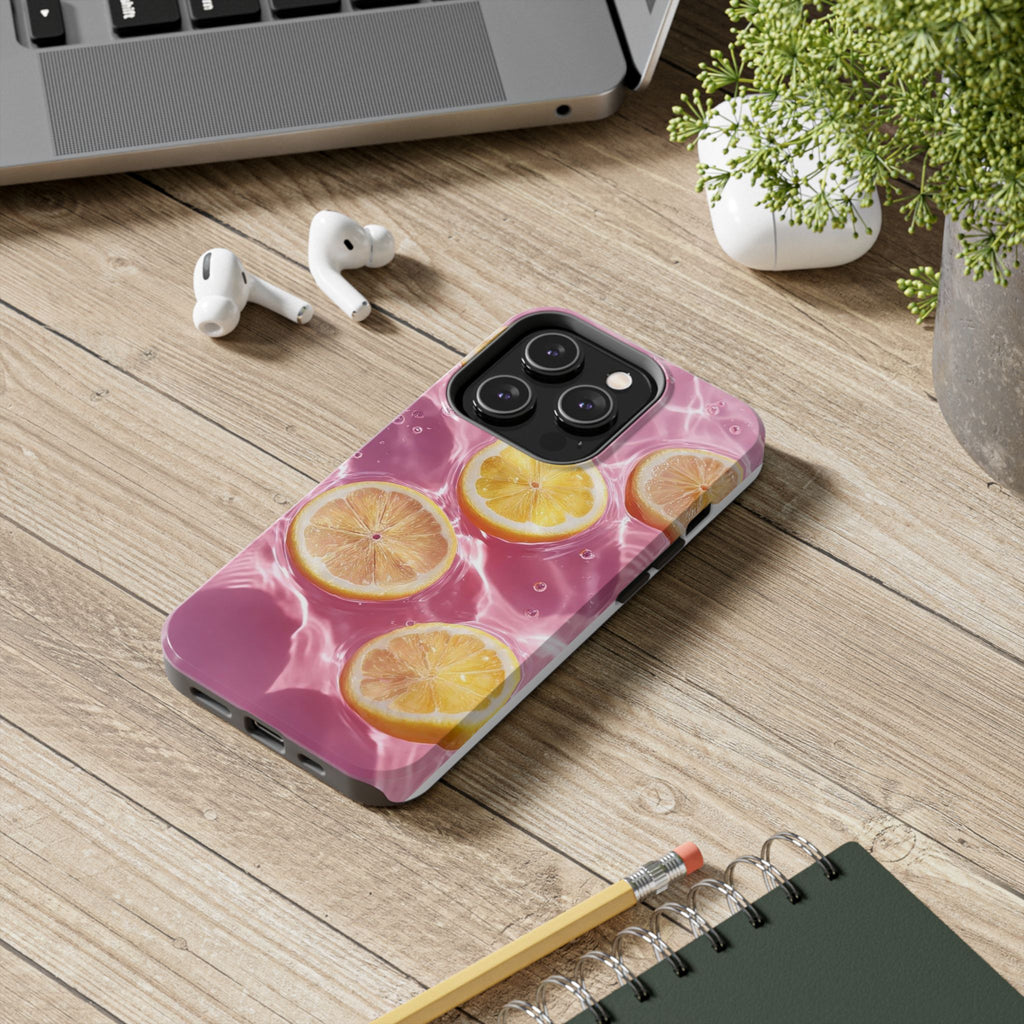 Tough Phone Case — Pink Citrus Lemon Swim Design