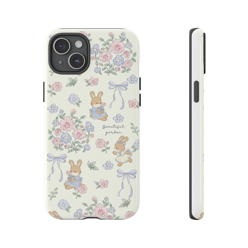 Floral Bunny Phone Case — "Beautiful Garden" Protective iPhone Cover