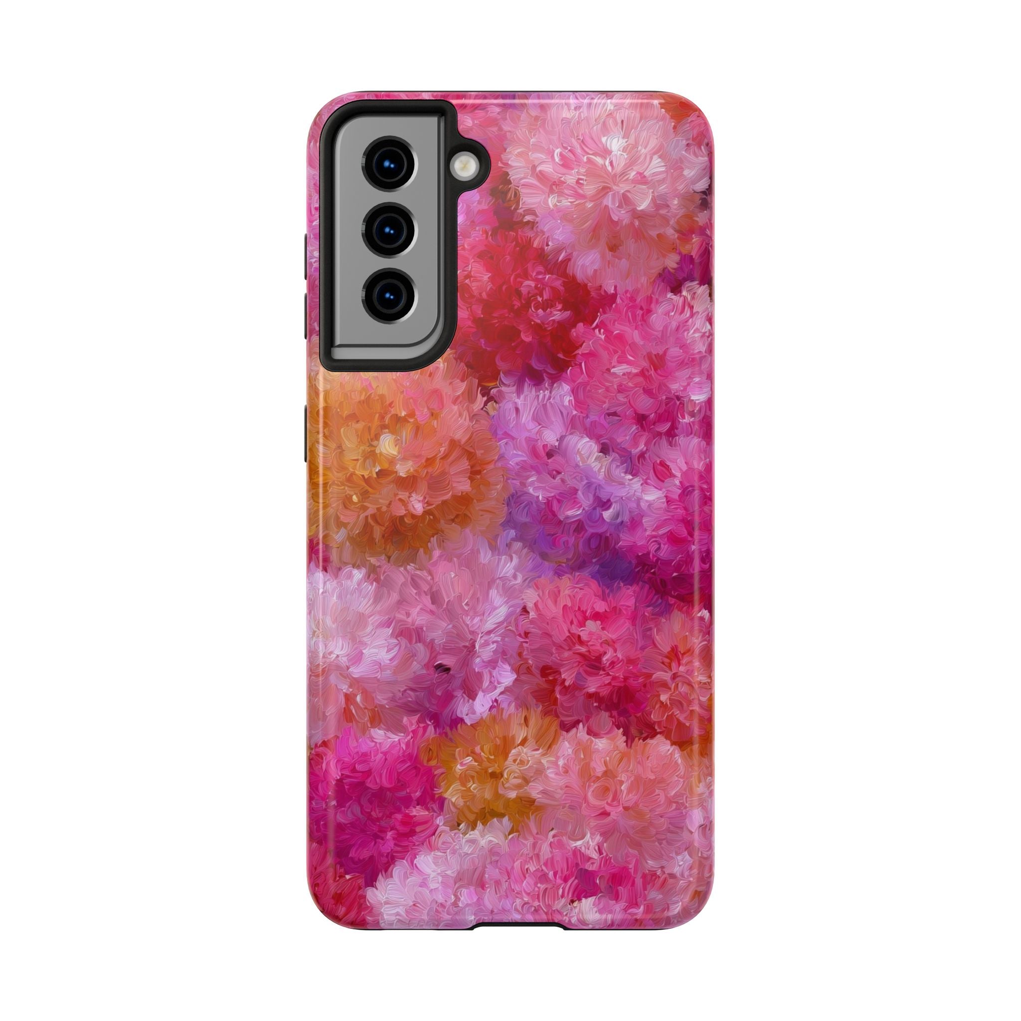 Floral Burst Tough Phone Case — Pink Watercolor Peony Protective Cover