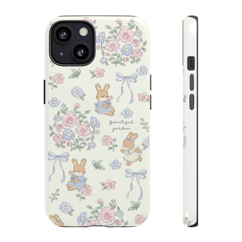 Floral Bunny Phone Case — "Beautiful Garden" Protective iPhone Cover