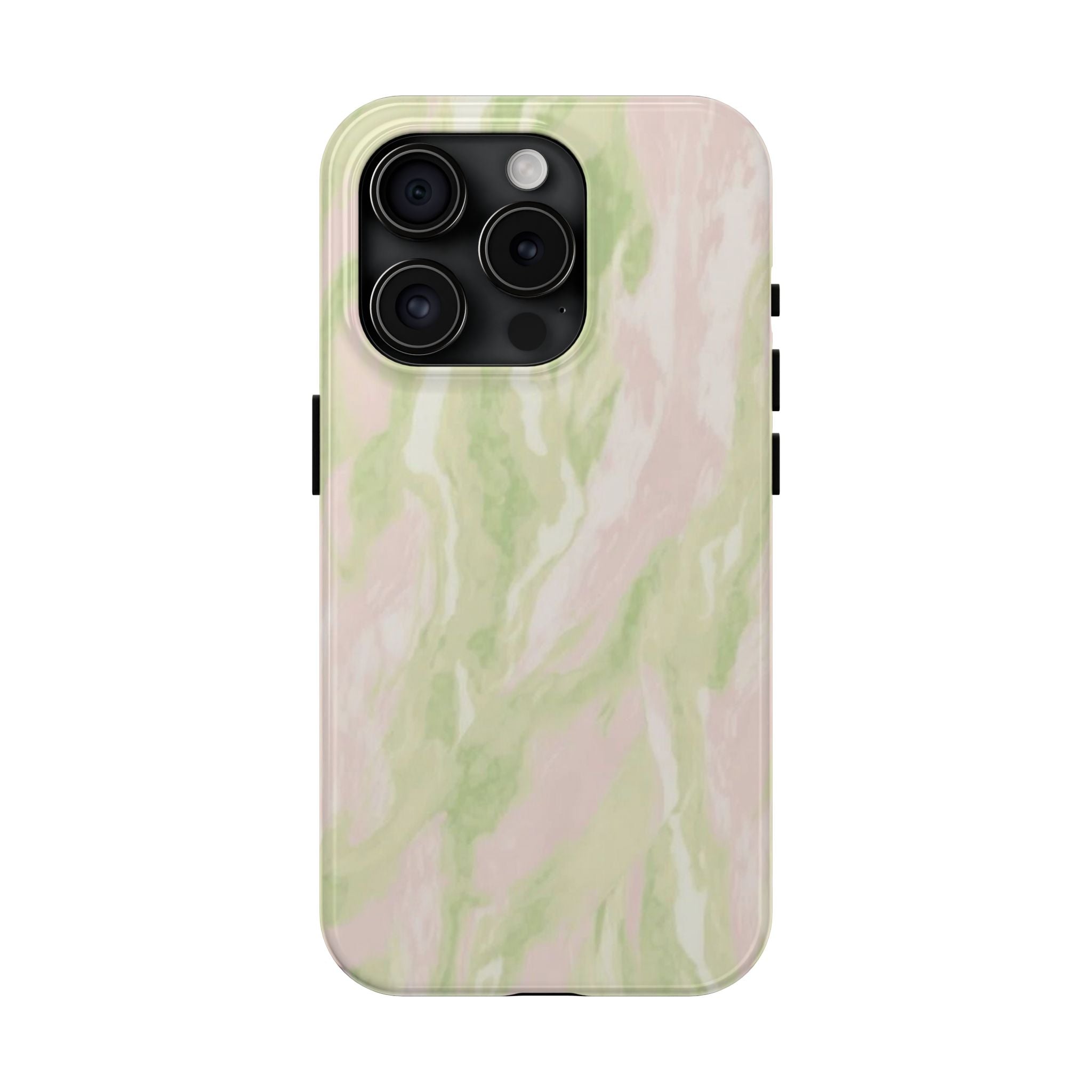 Pastel Marble Tough Phone Case — Pink & Sage Protective Phone Cover