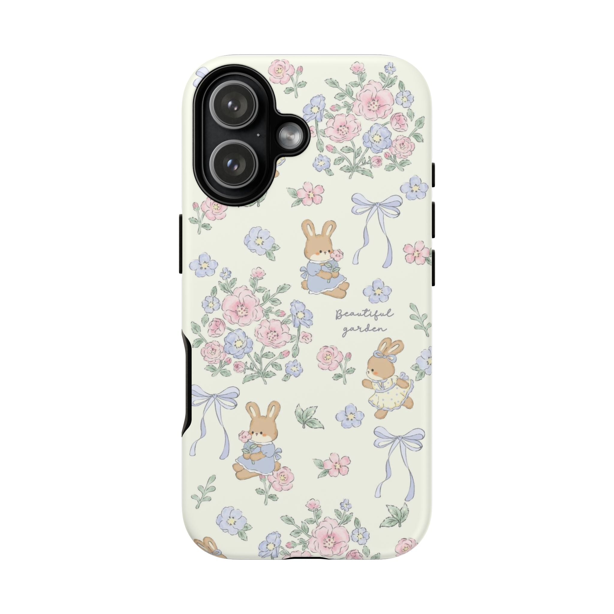 Floral Bunny Phone Case — "Beautiful Garden" Protective iPhone Cover