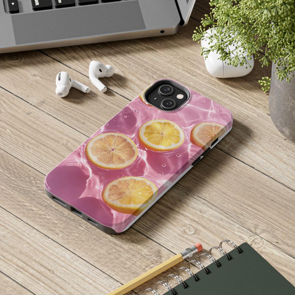 Tough Phone Case — Pink Citrus Lemon Swim Design