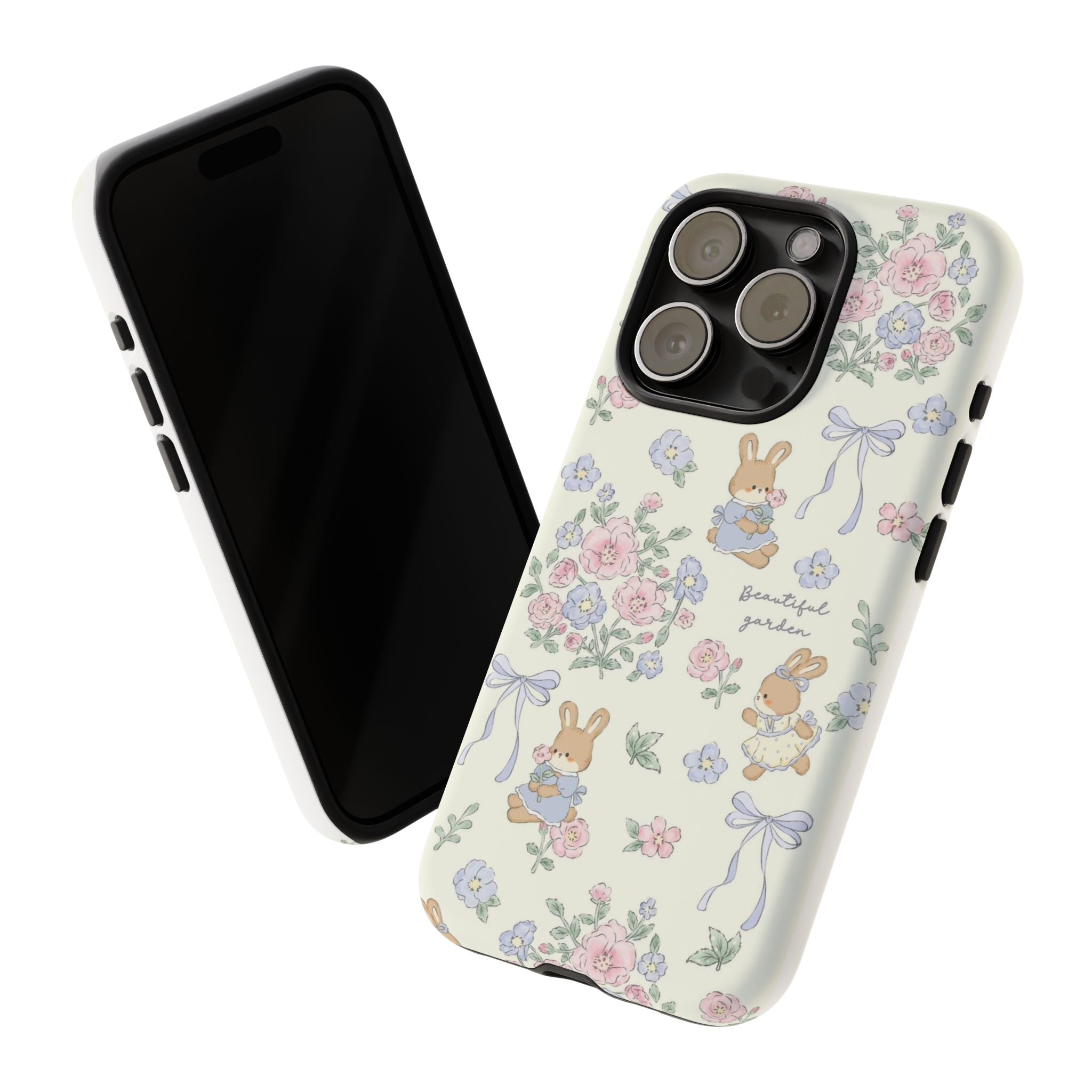 Floral Bunny Phone Case — "Beautiful Garden" Protective iPhone Cover