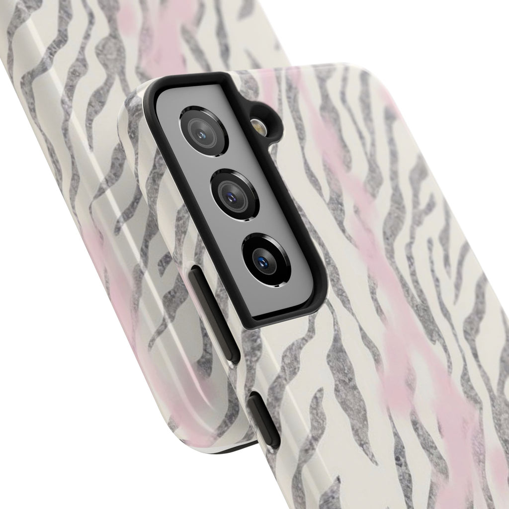 Zebra Blush Tough Phone Case — Pink Marble Animal Print Protective Cover