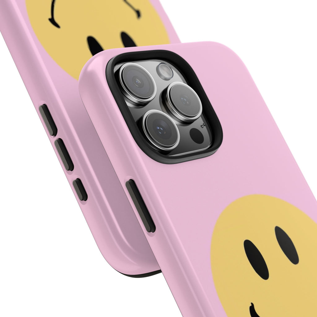 Smiley Pink Tough Phone Case — Cute Retro Happy Face Protective Cover