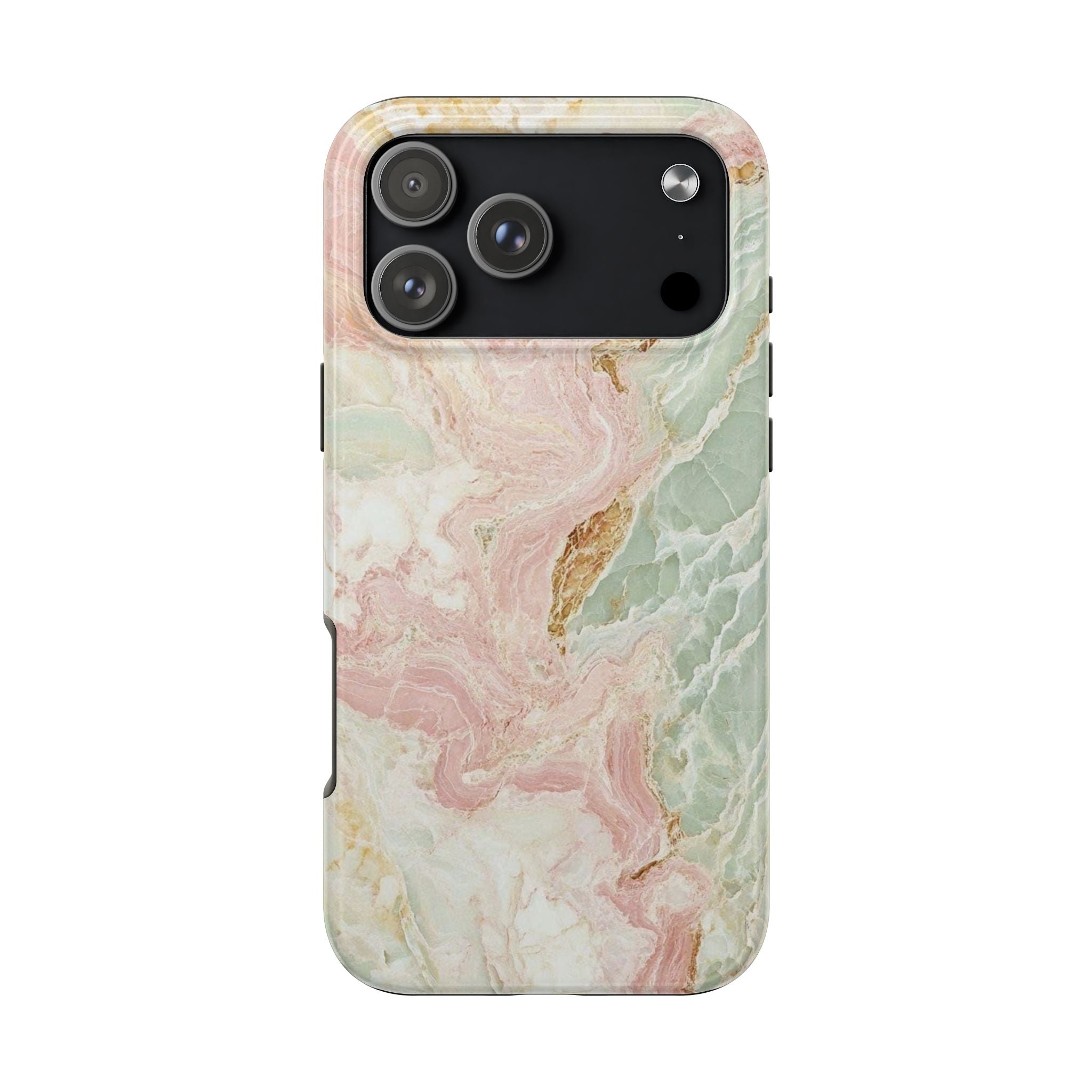 Pastel Marble Tough Phone Case – Protective iPhone Cover with Pink & Mint Swirl