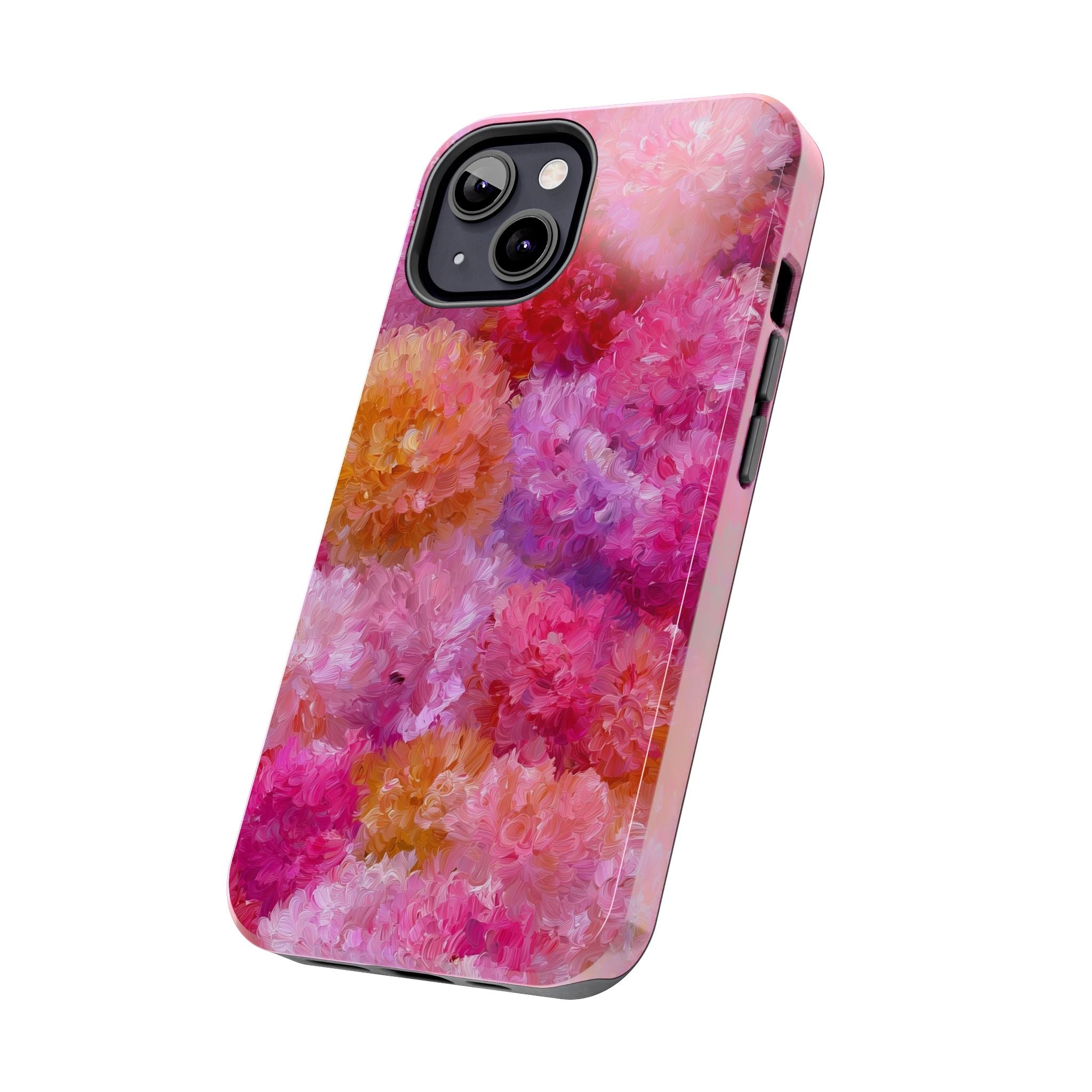 Floral Burst Tough Phone Case — Pink Watercolor Peony Protective Cover