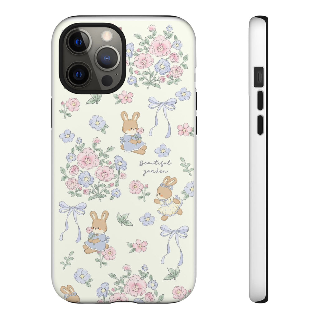 Floral Bunny Phone Case — "Beautiful Garden" Protective iPhone Cover