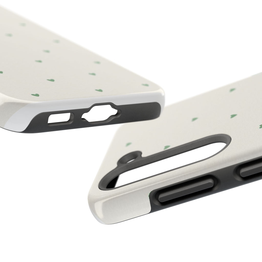Minimal Green Heart Tough Phone Case — Protective Cute Patterned iPhone Case