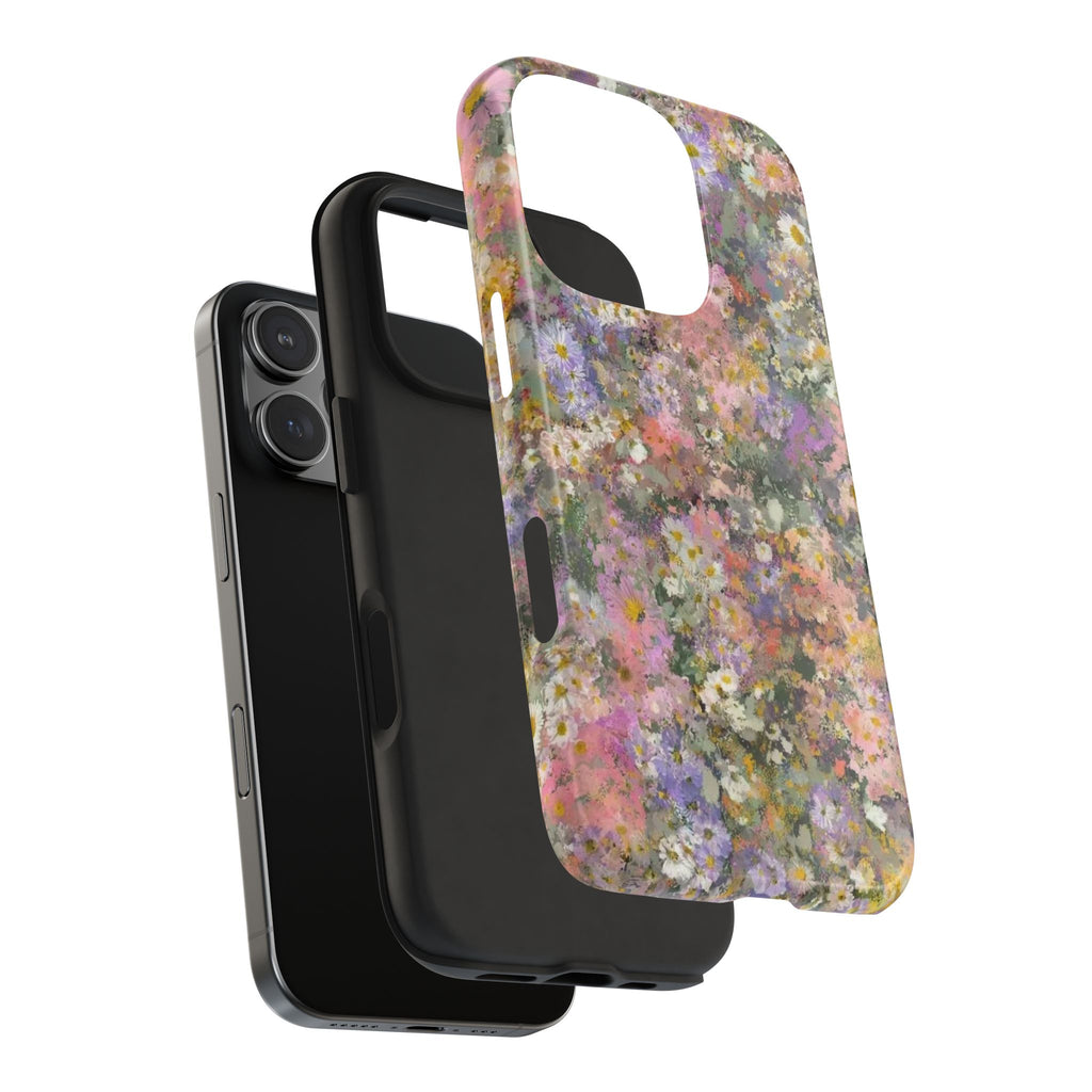 Floral Impression Tough Phone Case — Pastel Meadow Protective Cover