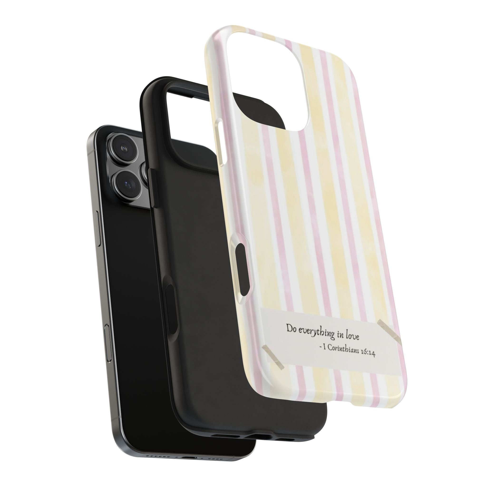 Tough Phone Case — Pastel Stripes "Do everything in love" (1 Corinthians 16:14)