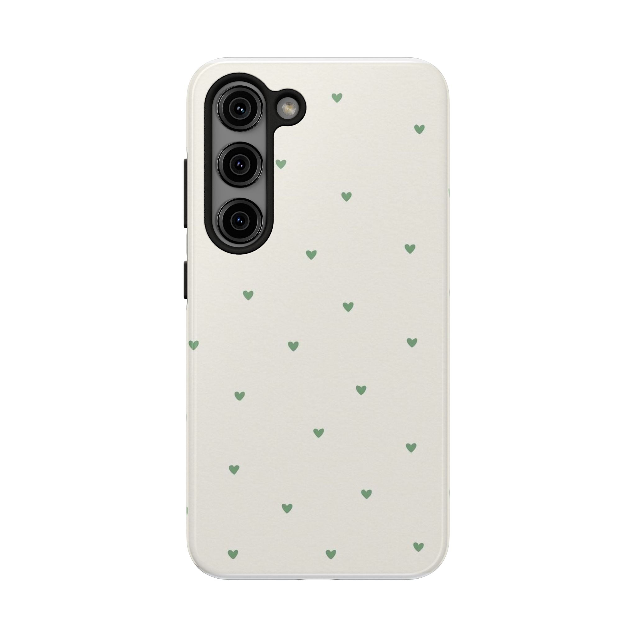 Minimal Green Heart Tough Phone Case — Protective Cute Patterned iPhone Case