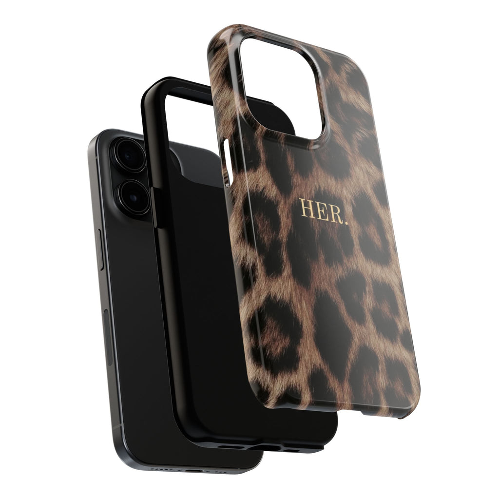Leopard Print 'HER.' Tough Phone Case — Stylish Protective iPhone Cover