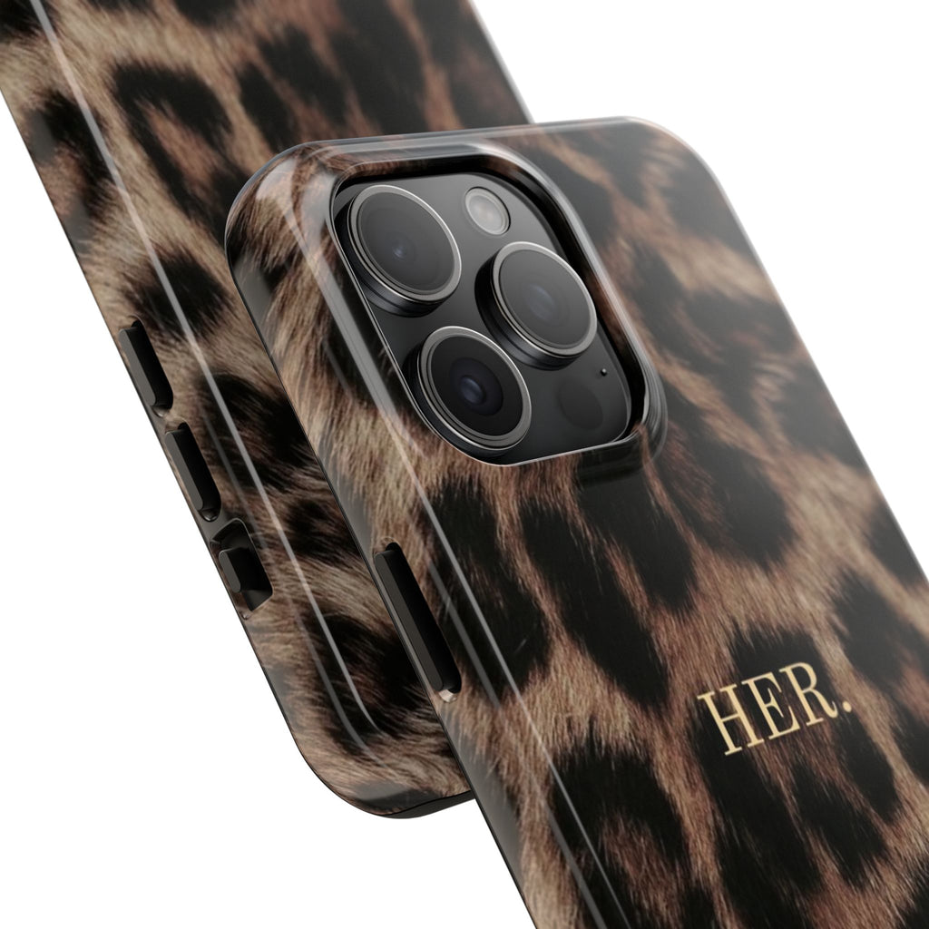 Leopard Print 'HER.' Tough Phone Case — Stylish Protective iPhone Cover