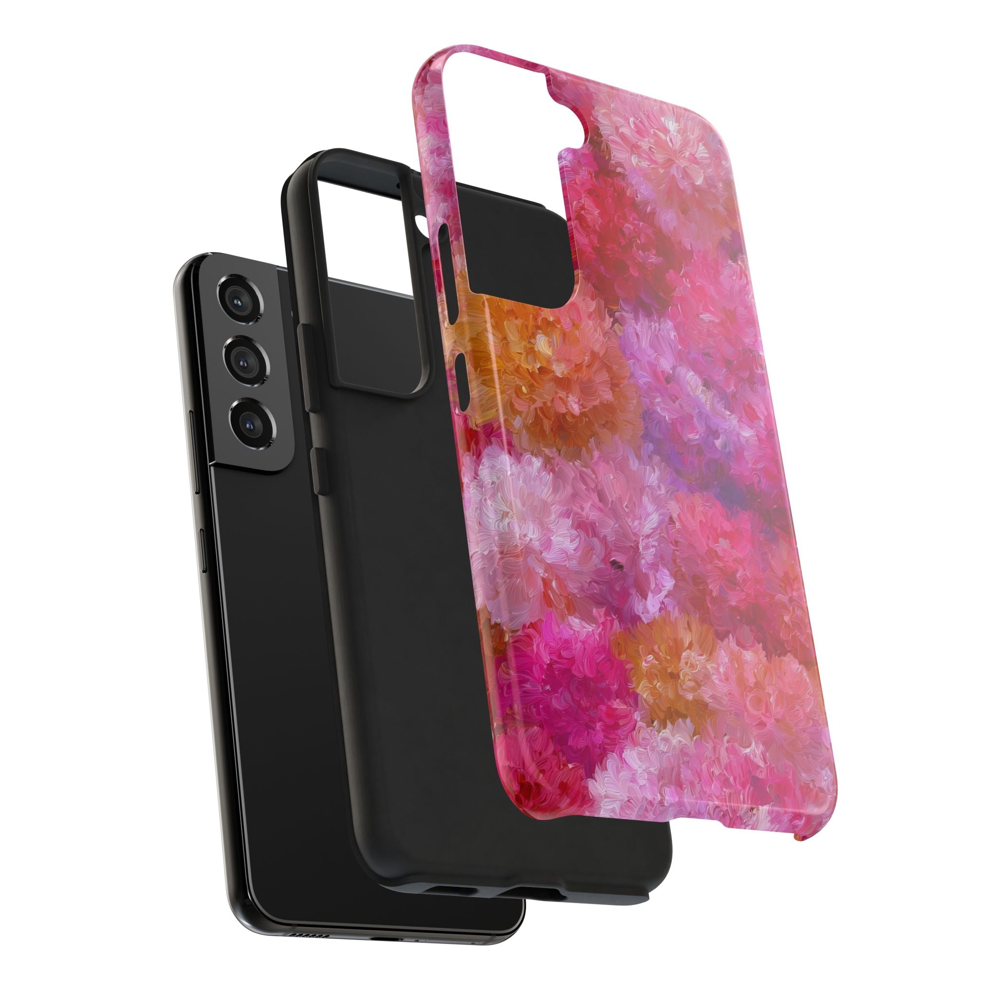 Floral Burst Tough Phone Case — Pink Watercolor Peony Protective Cover