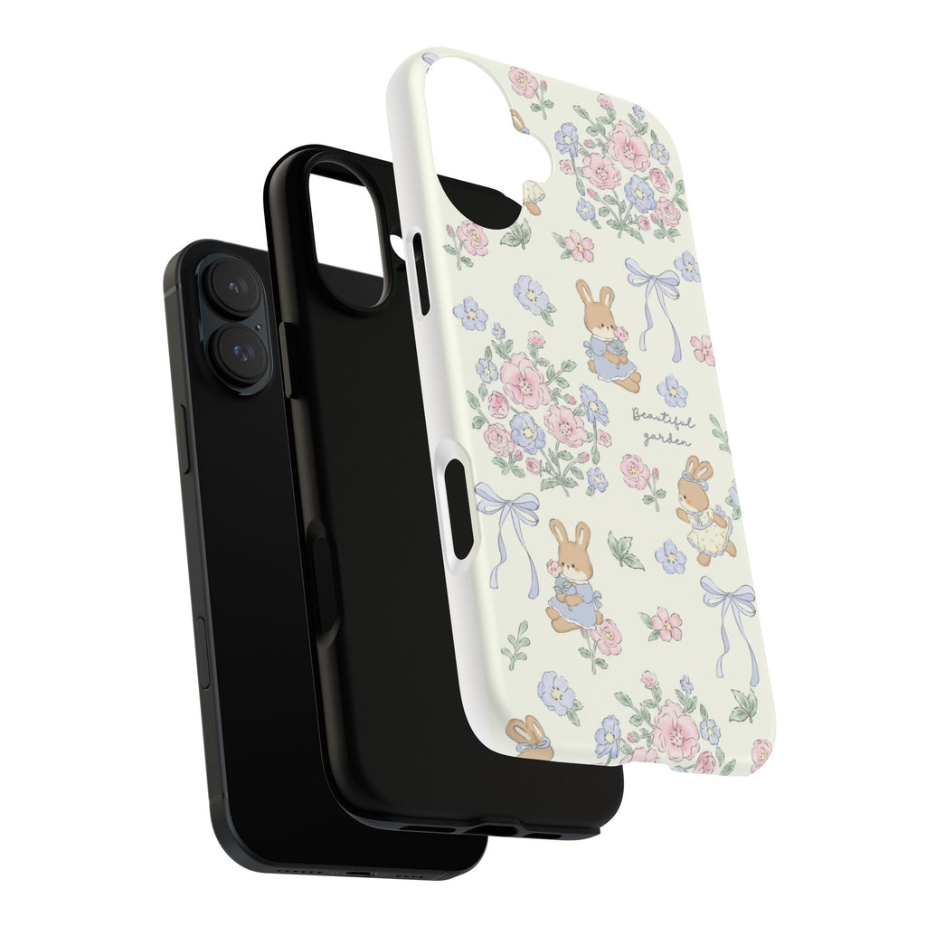 Floral Bunny Phone Case — "Beautiful Garden" Protective iPhone Cover