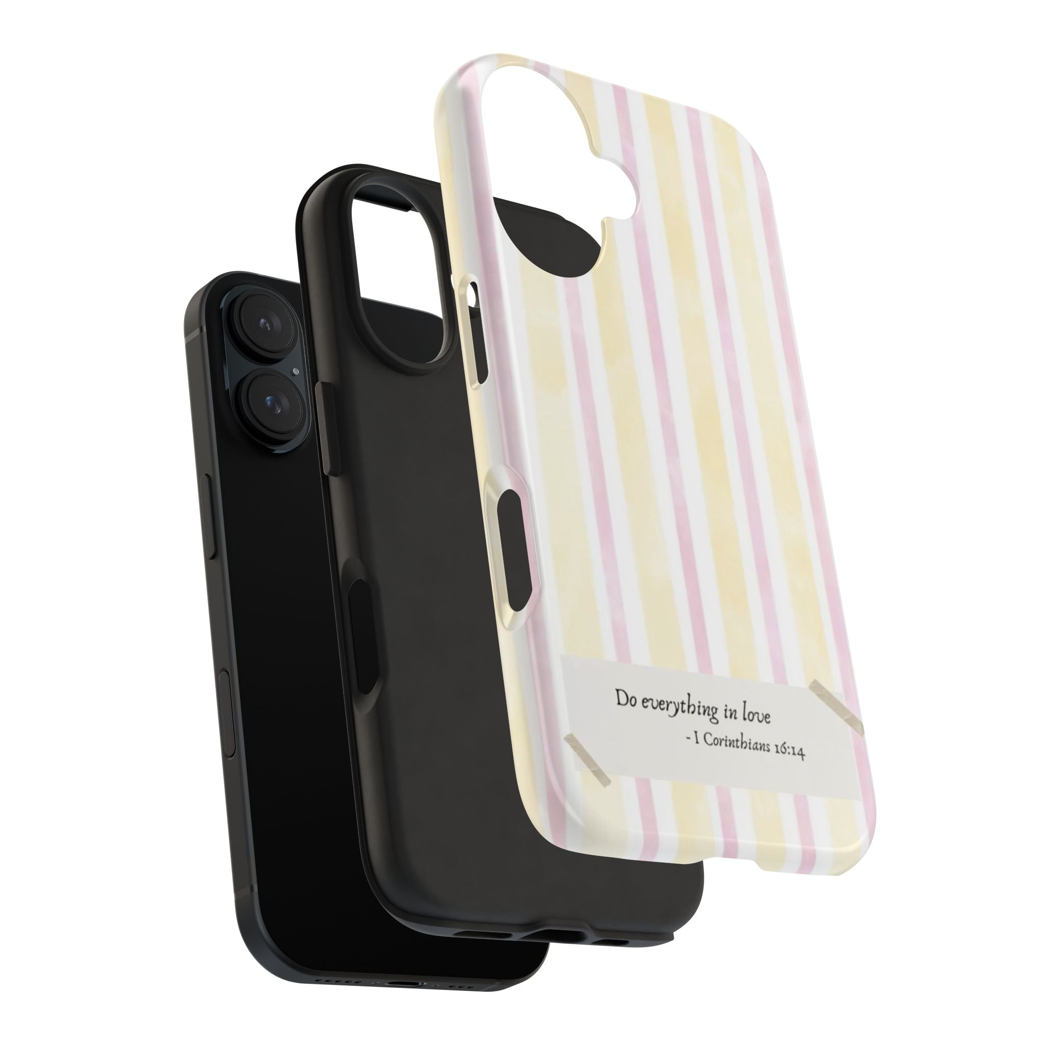 Tough Phone Case — Pastel Stripes "Do everything in love" (1 Corinthians 16:14)