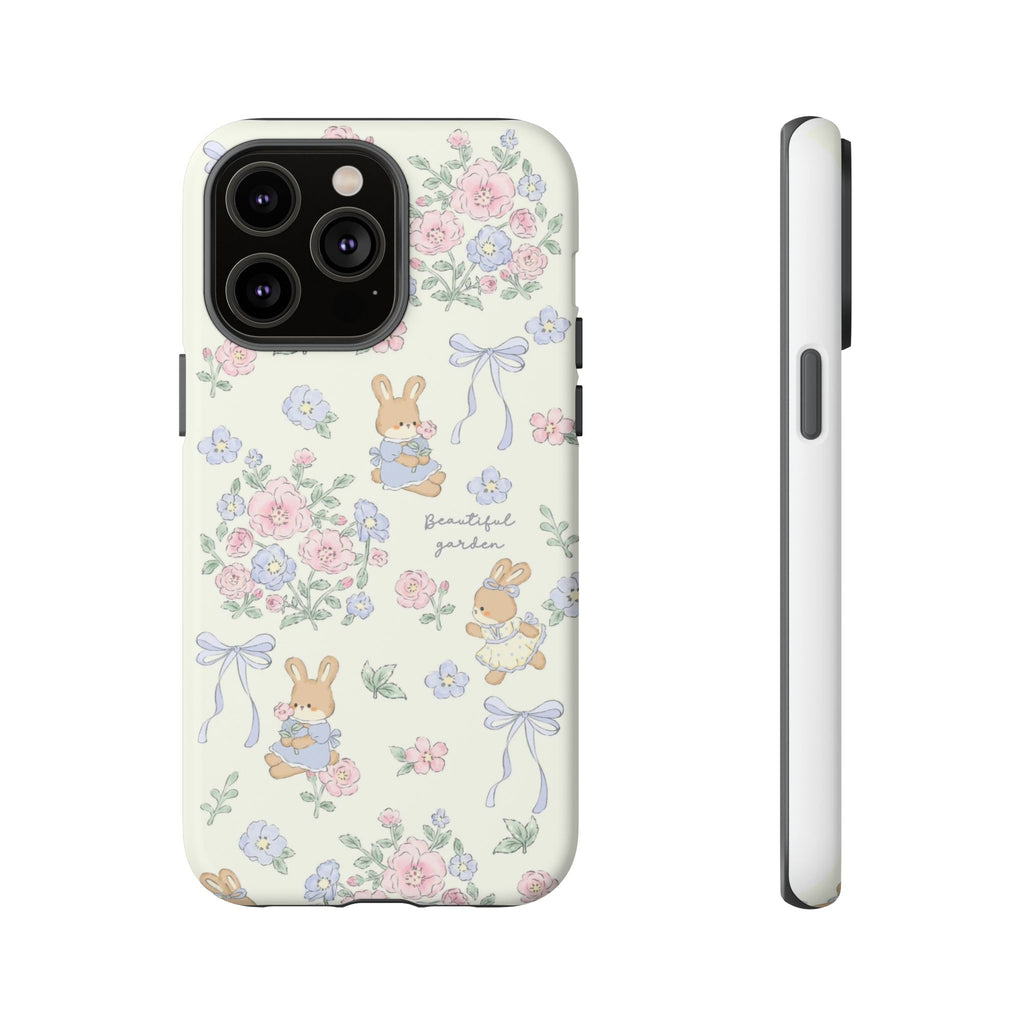 Floral Bunny Phone Case — "Beautiful Garden" Protective iPhone Cover