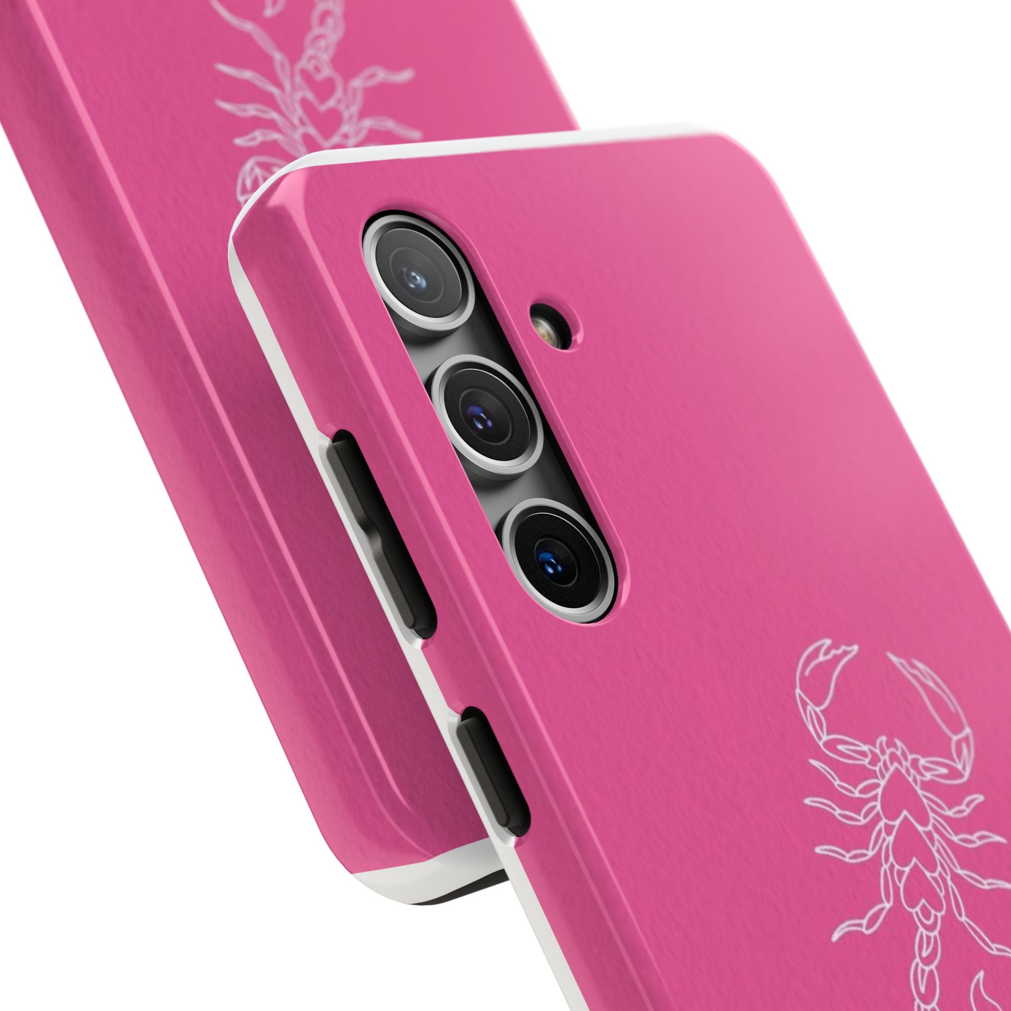 Pink Scorpion Tough Phone Case — Protective iPhone Case with White Scorpion Design