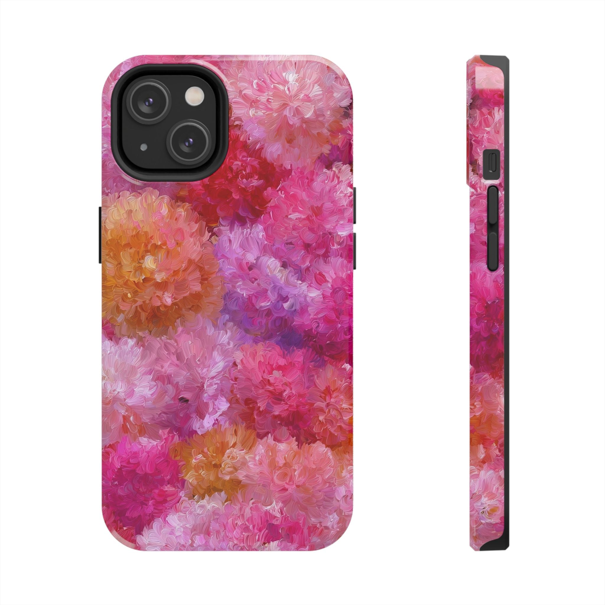 Floral Burst Tough Phone Case — Pink Watercolor Peony Protective Cover