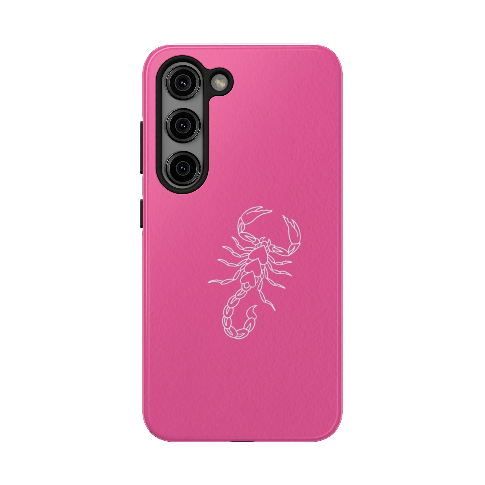 Pink Scorpion Tough Phone Case — Protective iPhone Case with White Scorpion Design