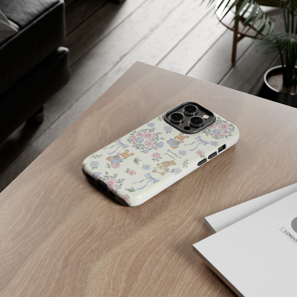 Floral Bunny Phone Case — "Beautiful Garden" Protective iPhone Cover