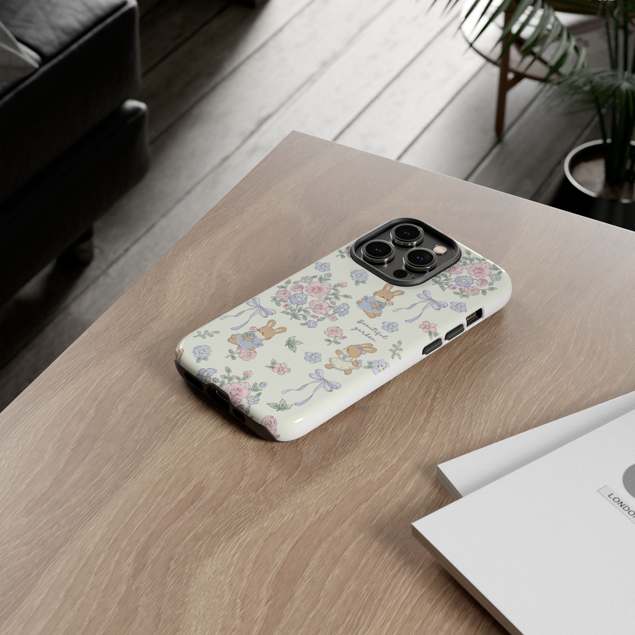 Floral Bunny Phone Case — "Beautiful Garden" Protective iPhone Cover