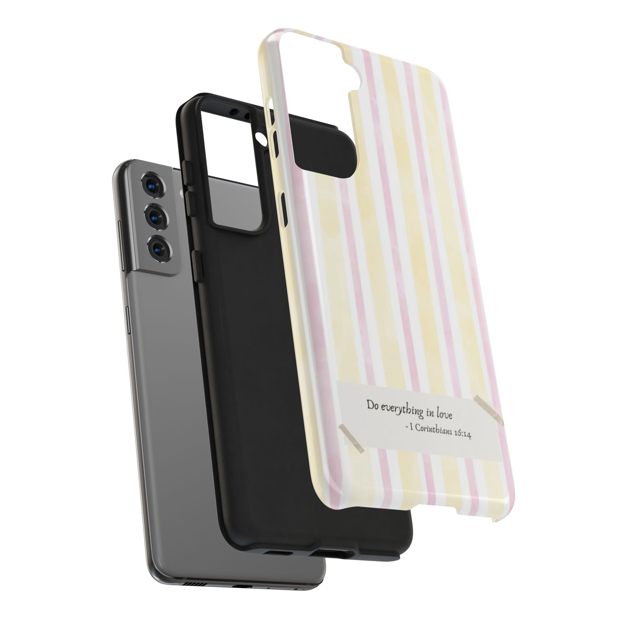 Tough Phone Case — Pastel Stripes "Do everything in love" (1 Corinthians 16:14)