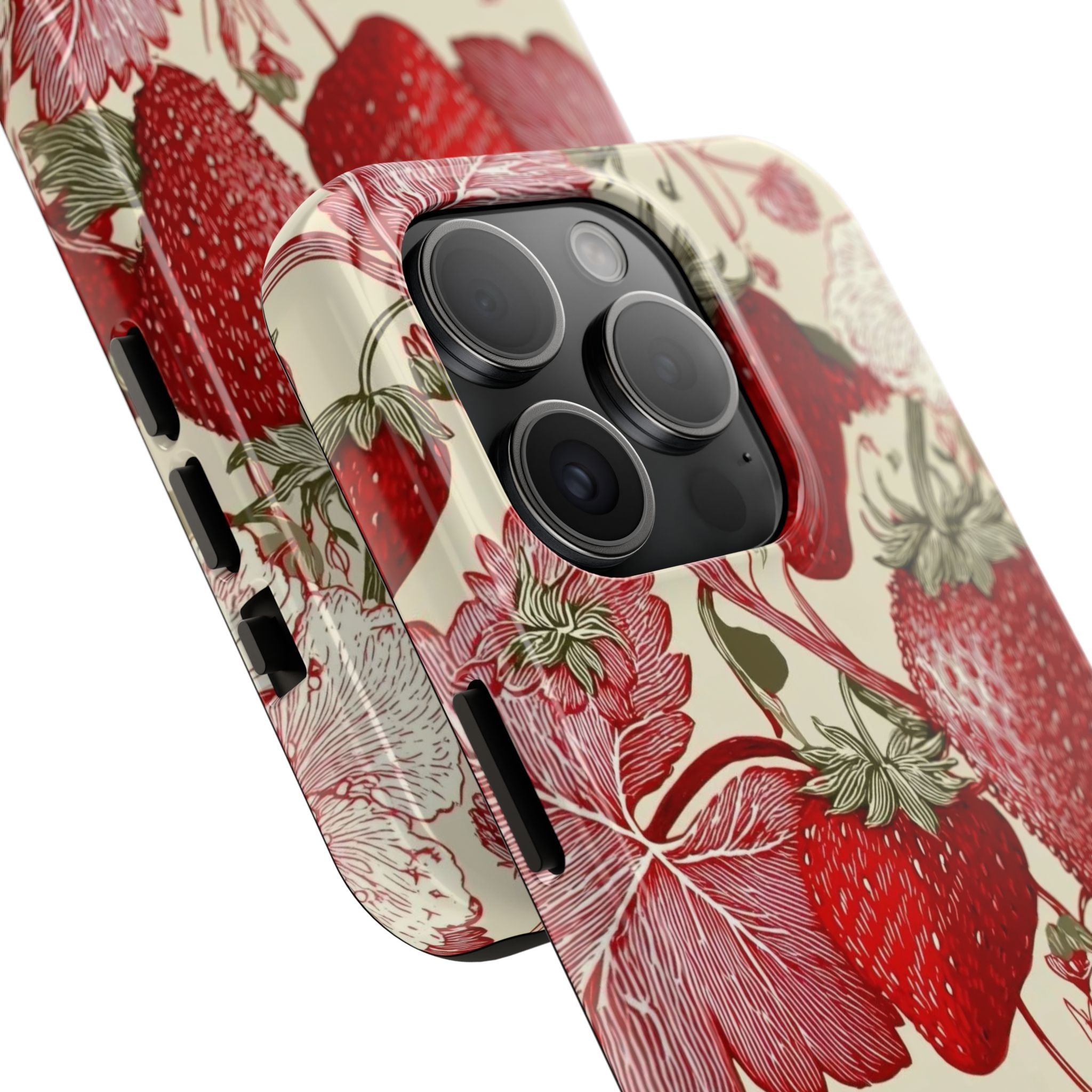Strawberry Vintage Tough Phone Case — Protective Floral iPhone Cover